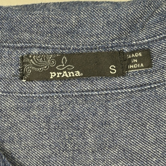 Prana Button Down Tie Front Blue Long Sleeve Organic Cotton Top Small - Picture 8 of 11